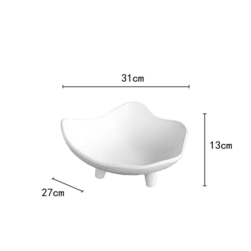 Ceramic Fruit Dish Snack Plate Fruit Tray Home Desktop Storage Container Dessert Plate Irregular High Tray Home Decoration