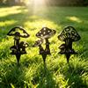 Mushrooms Ground Insert Black Metal Silhouette Sign Flat Garden Stakes for Gardeners,