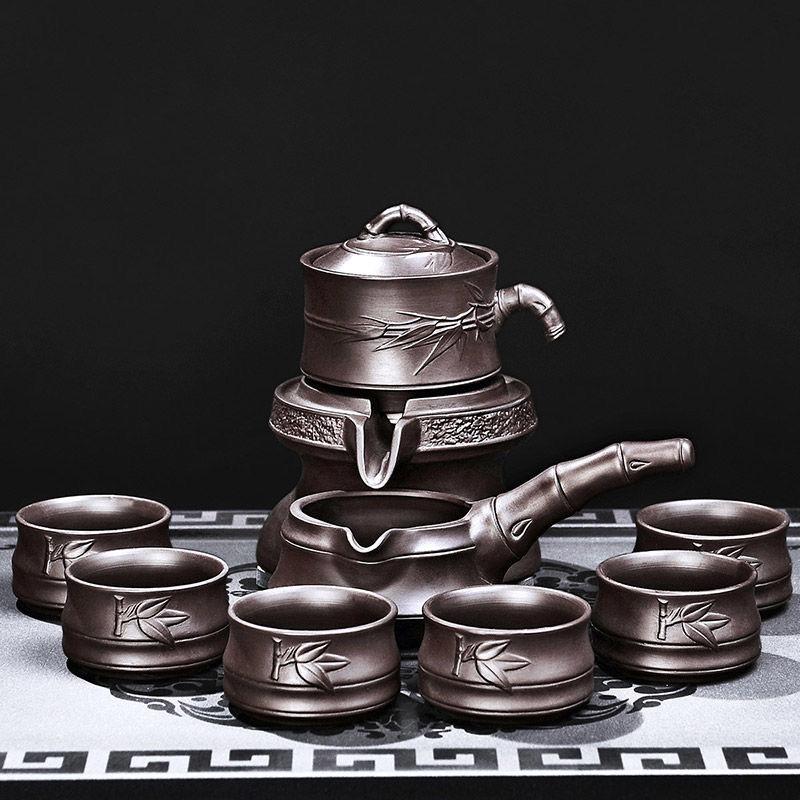 Purple Clay Stone Grinding Semi-automatic Tea Set Creative Kung Fu Tea Hot Sales of Tea Set.Creative