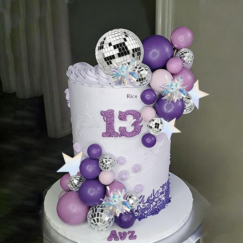 Spiegelkugeln Kuchen Dekorationen Mit Silbernen Sternen Kuchen Topper Für Party Samstag Nacht Zubehör