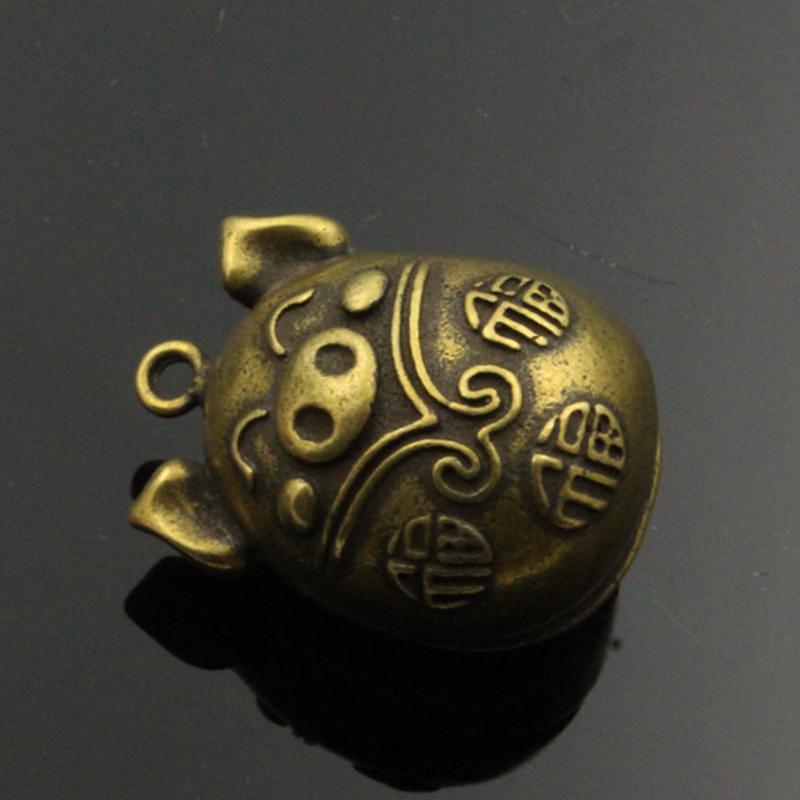 Chinese Style Small Brass Bell Car Key Pendant Cartoon Pig Bell Pendant