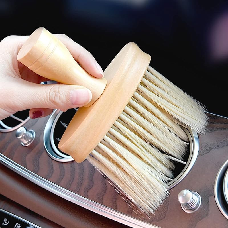 Ultra Soft Detail Car Interior Cleaning Brush - Dusting & Deep Cleaning, Wooden Handle, 2 Pack