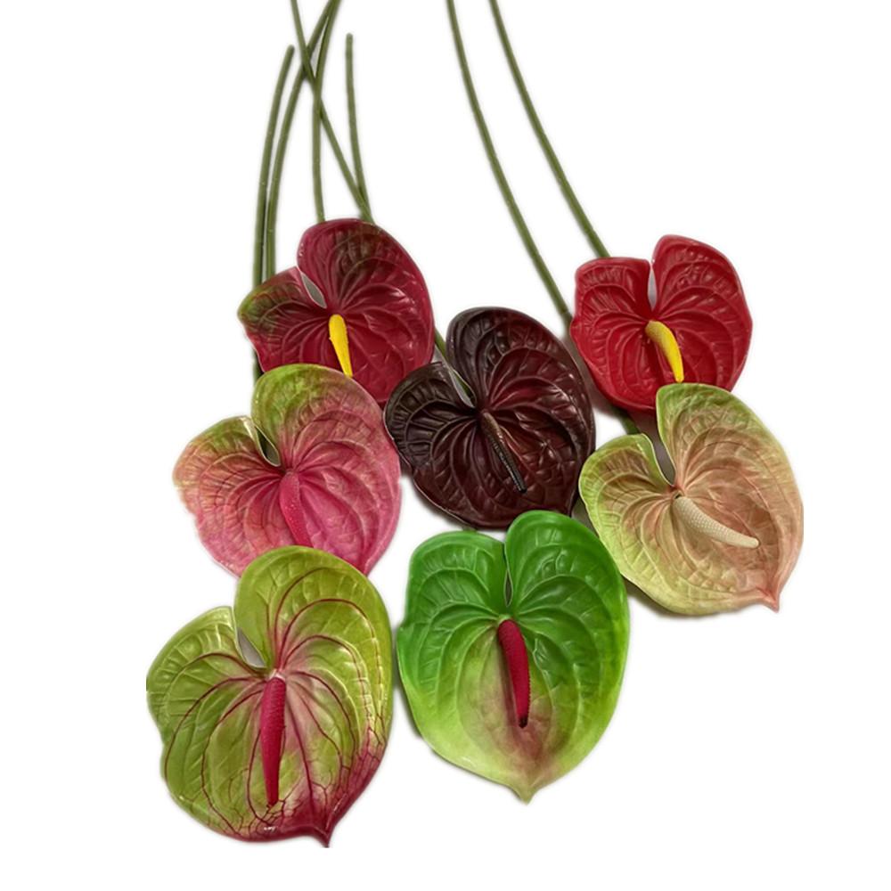 8pcs Artificial Anthurium Flower Branch Single Head Anthurium Andreanum Dakota Stem for Wedding Party Table Floral Decoration
