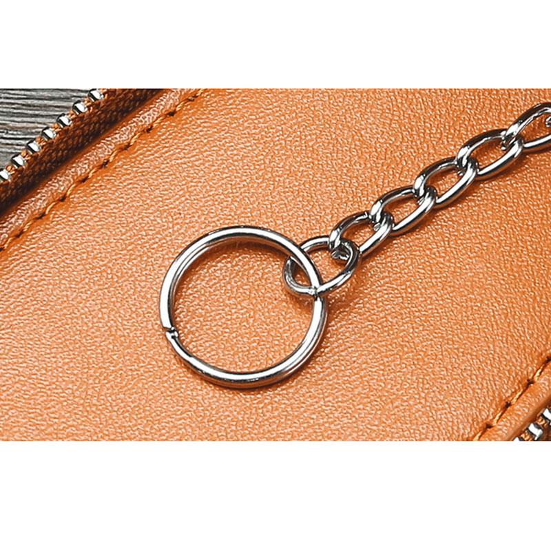 Vintage Unisex Leather Key Case with Double Zipper and Multi-Function - Soft Surface Oil Wax, Car Key Holder, Genuine Cowhide