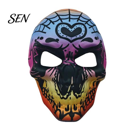 Scary Skeleton Face Masque Day of The Dead Skull Masque, Halloween Sugar Full Festival Costume Supplies Masquerade Party Accessory for Cosplay,