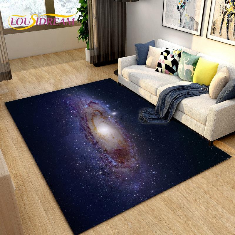 Tappeto Area Stelle Spazio Universo Galassia, Tappeto per Soggiorno Decorazione Camera dei Bambini, Tappetino Antiscivolo per Gioco e Gattonamento Bambini