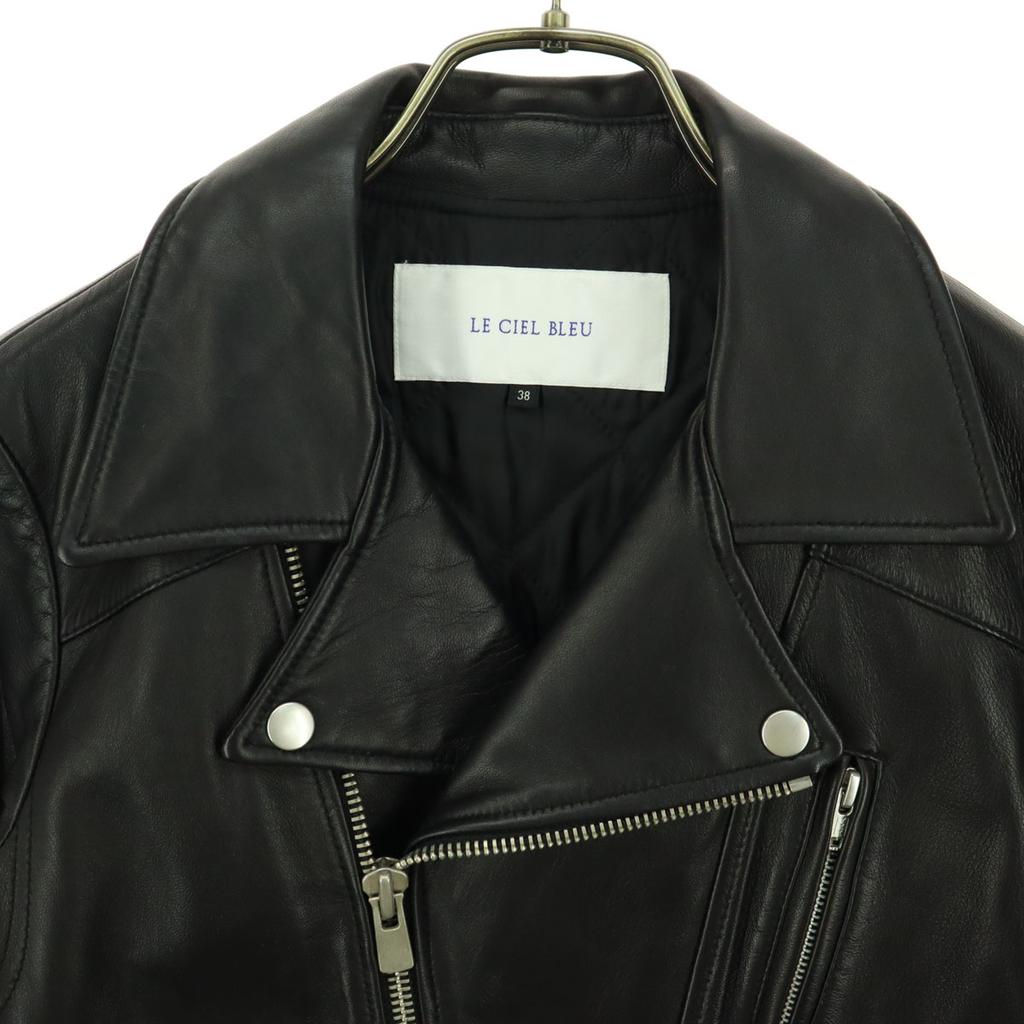 LE CIEL LEU Langarm Leder Doppel-Bikerjacke 38 Lammleder Damen Gebraucht