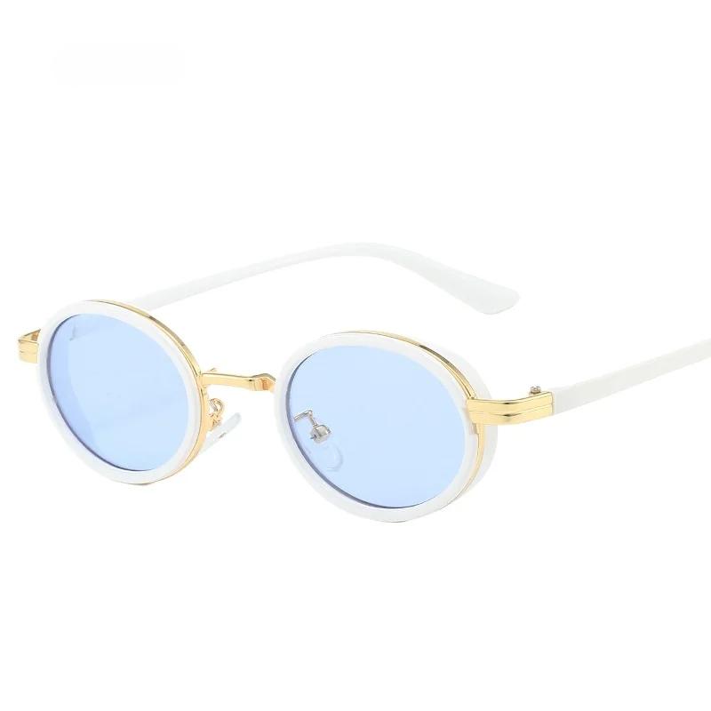 Punk Women Men Sun Glasses Fashion Ins Small Oval Frame Sun Shades Eyeglasses Ladies Outdoor Plain Sunglasses