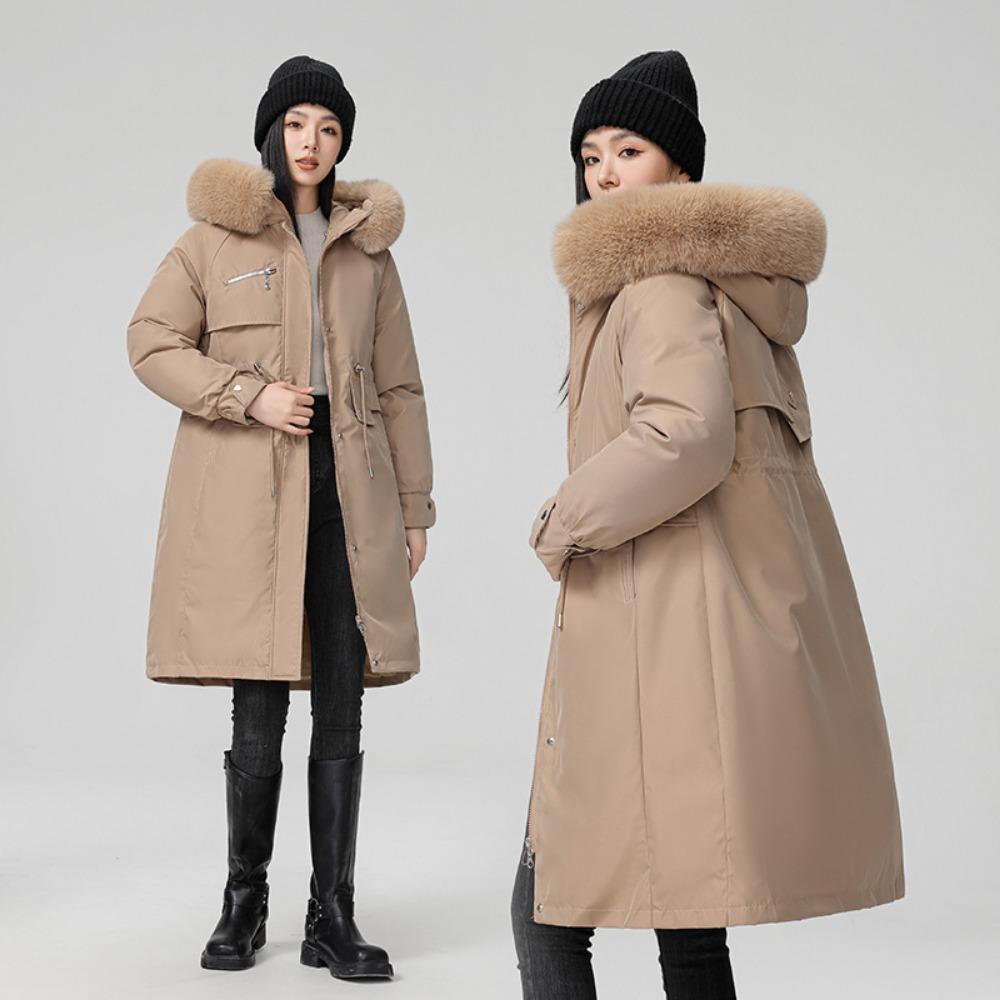 And the Big Fur Collar Pie Overcomes the Large Size Medium and Long Trench Coat for Women.