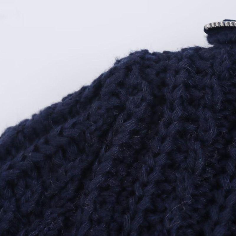 Kaslead New Arrival Women's Clothing Fashion Style Fashion Thick Needle Loose Half Zipper and Lapel Knitted Pullover Sweater