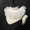 Halloween Party Ruffles Lace Fake Collar for Womens Elegant Layered Clown Cosplay Customes Detachable Collar Neck Collar