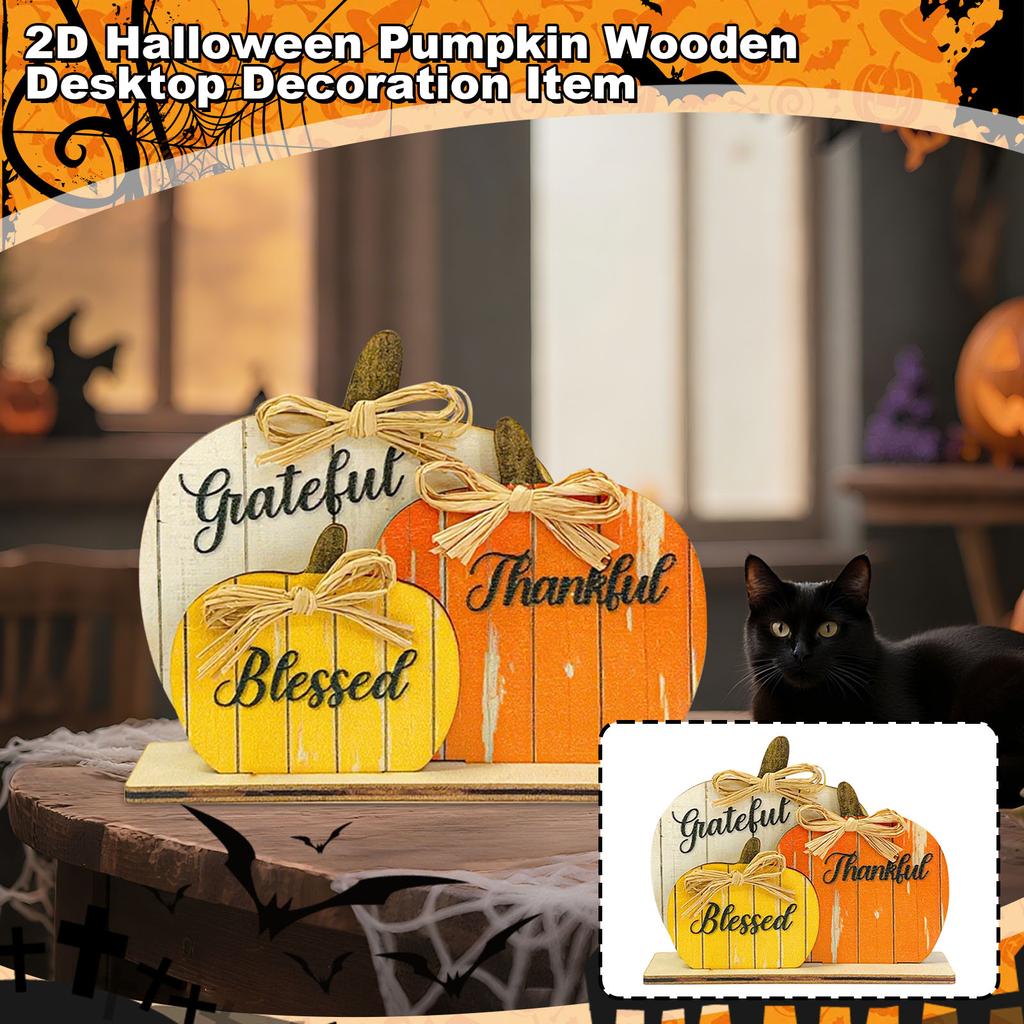 Halloween Three Pumpkin Festivals Carnival 2D Wooden Tabletop Decoration Assembly Festival Props