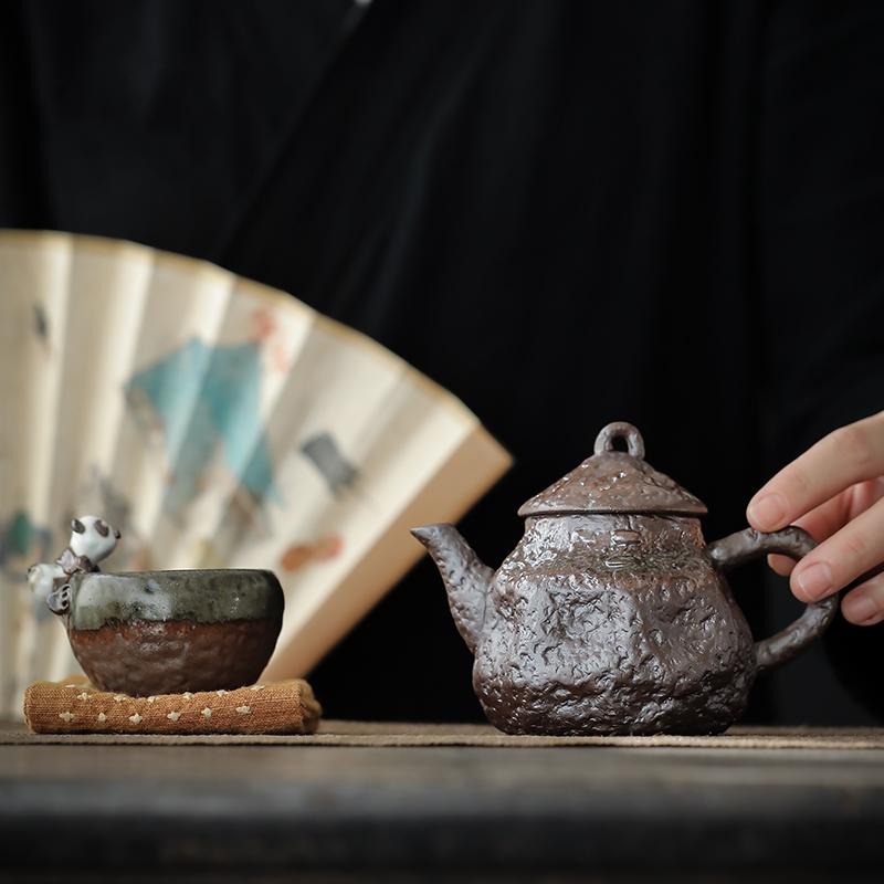 Rock Mine Handmade Teapot Household Single Pot Chinese Crude Pottery With Filter Kung Fu Tea Set Small Teapot
