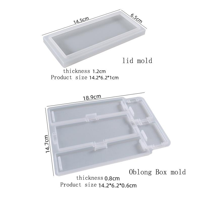 B-5528 Combination Cuboid Rectangle Pencil Box Crystal Glue Epoxy Resin Mold Silicone Mold For Making Pencil Case Storage Box