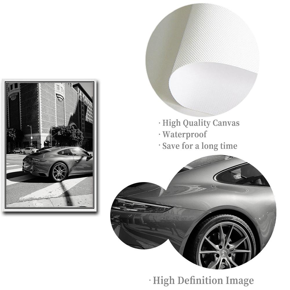 Poster Motivațional Hustle Mașină Sport 911 Imprimeuri Artă de Perete Modernă pentru Living Pictură pe Pânză Alb Negru Poze Decor Acasă