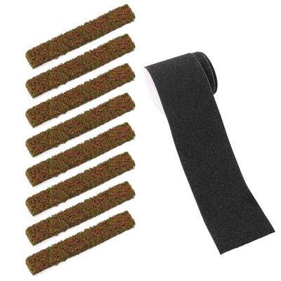 Miniature Shrub Strips, 8 Pieces, Static Shrub Plant Model + Road Tape (560cm) 1 Piece, Static Landscape Model, Artificial Plants, Building Model,