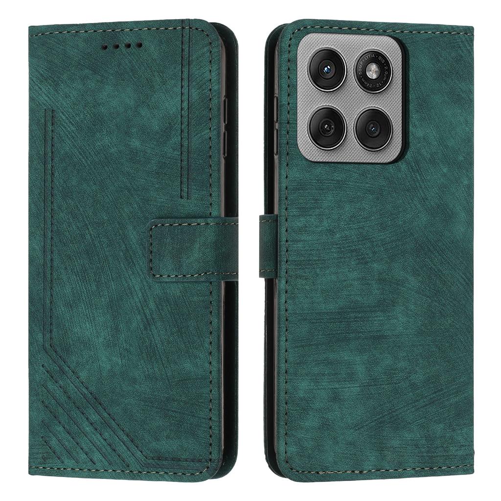 For Motorola Edge 60 Pro 5G Stand Case Imprinted Lines Leather Phone Cover