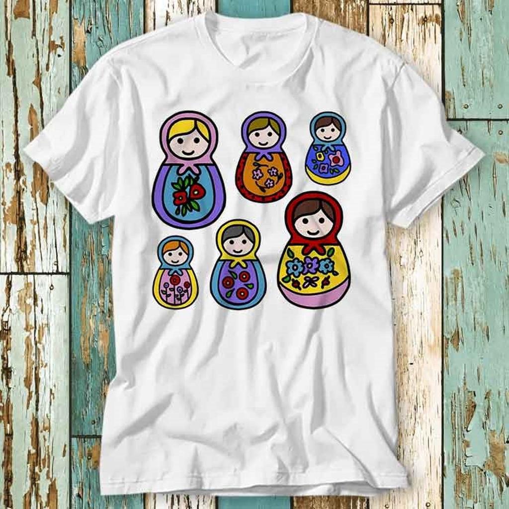 Matryoshka Russian Stacking T-Shirt Top Design Unisex Ladies Mens Tee Retro Fashion Vintage Shirt S909
