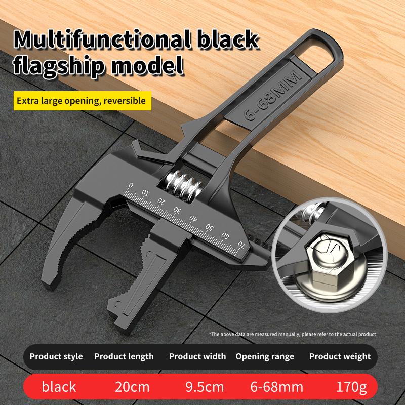 6-68mm Universal Bathroom Wrench Adjustable Large Opening Pipe Wrench Nut Key Spanner Home Manual Repair Tool