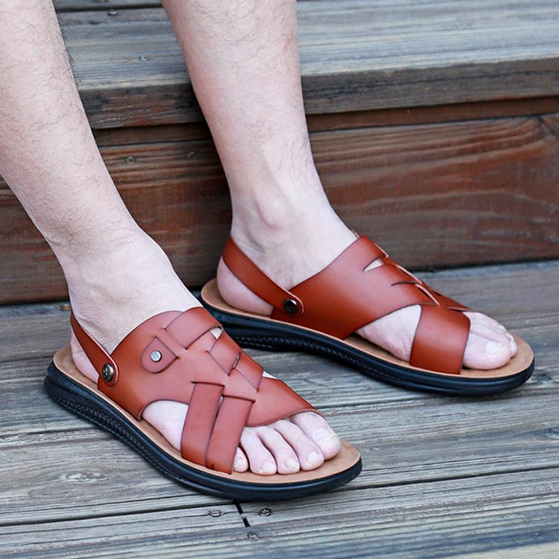 Fashion Fashion Metal Buckle Summer Men's Slippers Outdoor Half Drag Sandals Beach Comfortable Soft Slides Casual Shoe Wading Aqua Shoes