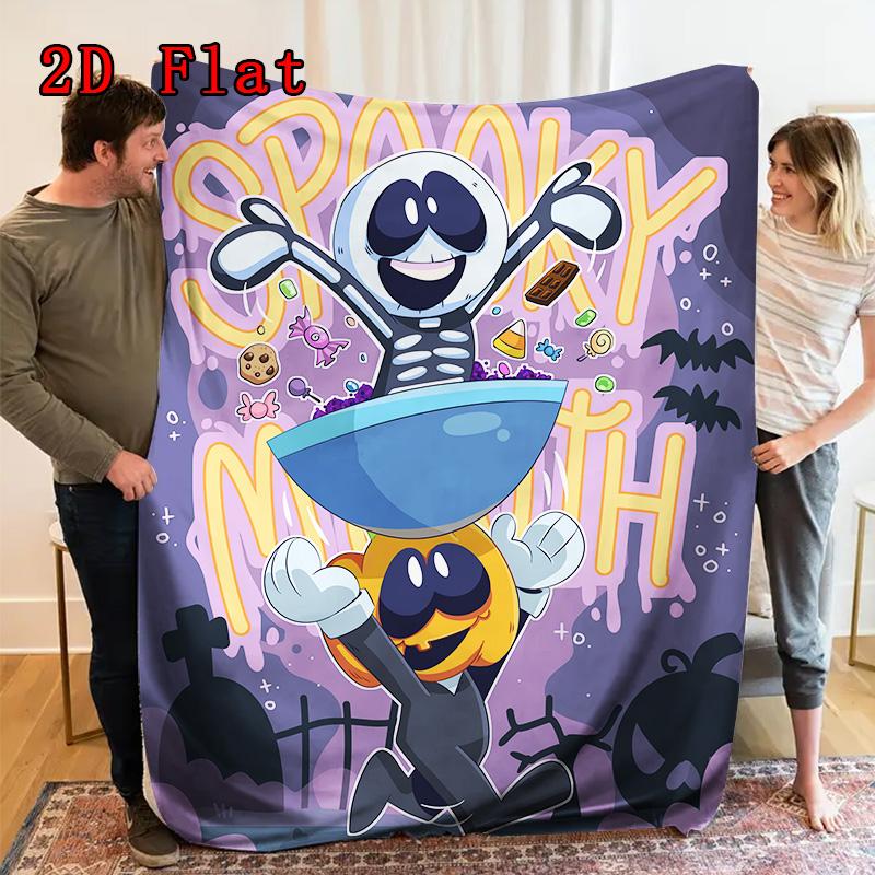 Spooky Month 2D Flat Pattern Flannel Blanket High quality All Seasons Warmth and Comfort Perfect for Christmas Gifts.DMT0925539