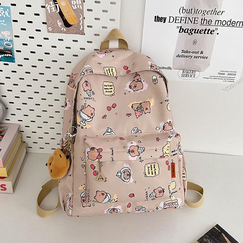 Cute Capybara Printed Backpack ins Versatile Fashion Cartoon Middle School School Bag Women's Large Capacity Backpack