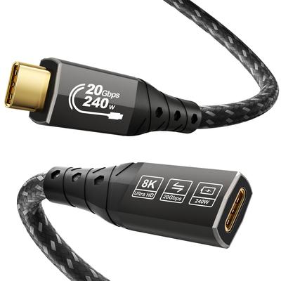 ZIKNYDO USB C Verlängerungskabel 8K USBC 20Gbps Daten 240W Video USB Verlängerungskabel mit Thunderbolt iPhone Dell und (2m Verlängerung, Übertragung, Laden),