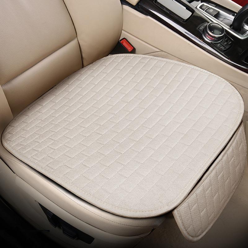 Universal Size Anti-slip Car Seat Cover Car Seat Front Seat Protector Cushion Linen Fabric Car Accessories No Backrest бежевый