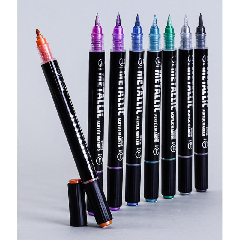 Double Ended Acrylic Marker Metallic Paint Pen for Painting On Paper Wood Fabric Metal Stone Card Making Scrapbooking