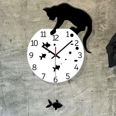 Kids Room Wall Clock Acrylic Easy Installation Simple Creative Pendulum Cartoon for Cafe Dining