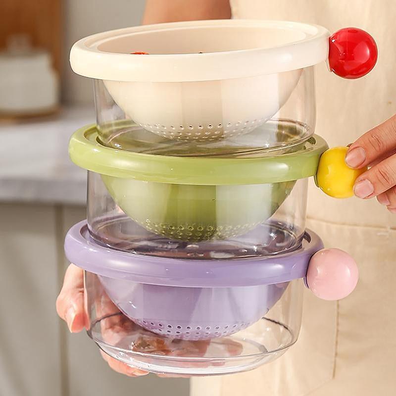 Food Drain Basket Double-Layer Fruit And Vegetable Washing Basket Home Kitchen Drainer Gadgets Accessories