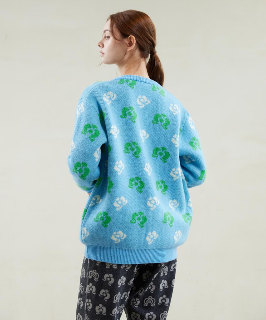 YUJEEOT Phalaenopsis Logo Cardigan - Sky Blue, Pink
