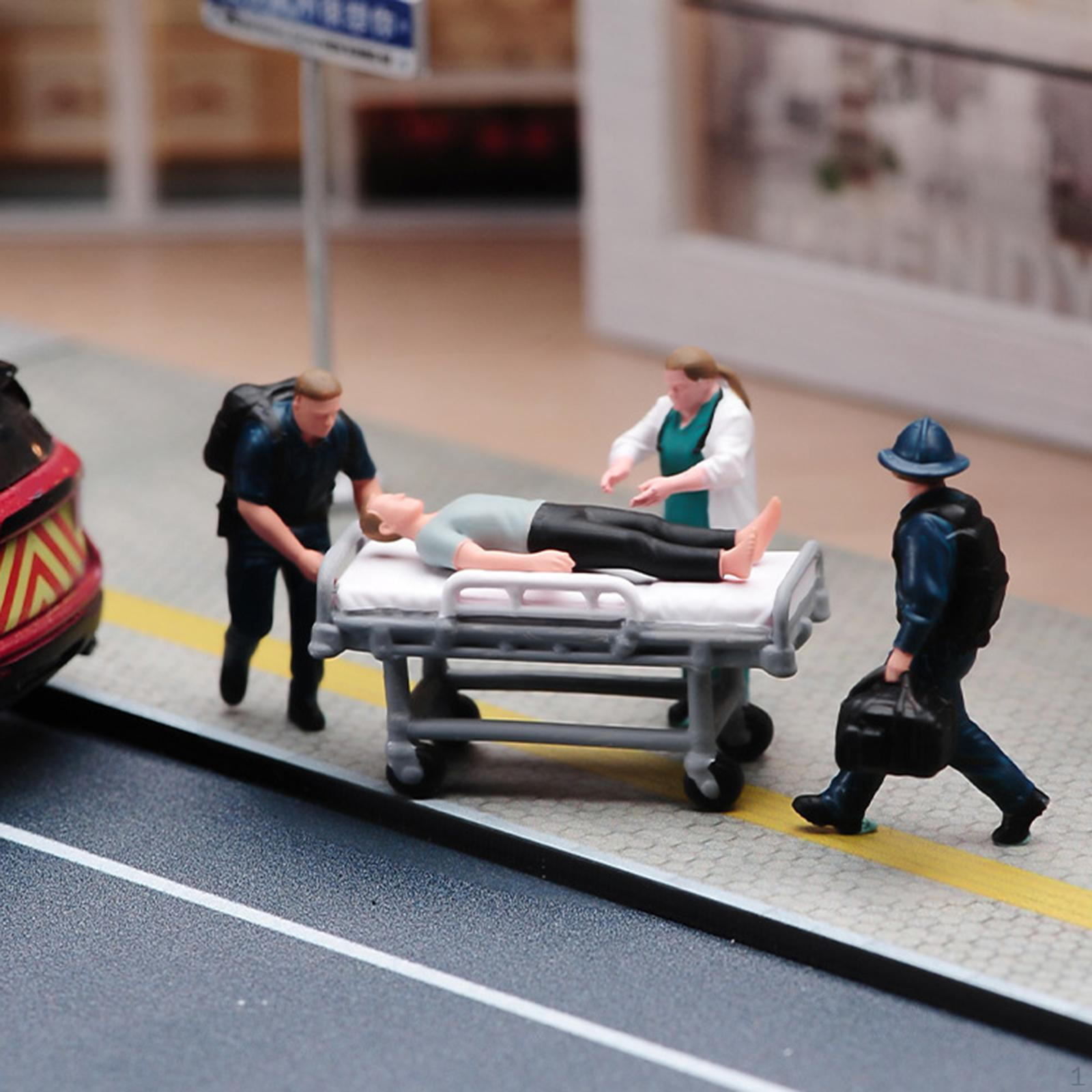 4x Миниатюрные Фигурки Модель 1/64 Масштаб Сцена Макет Ручная Роспись Мини Диорама