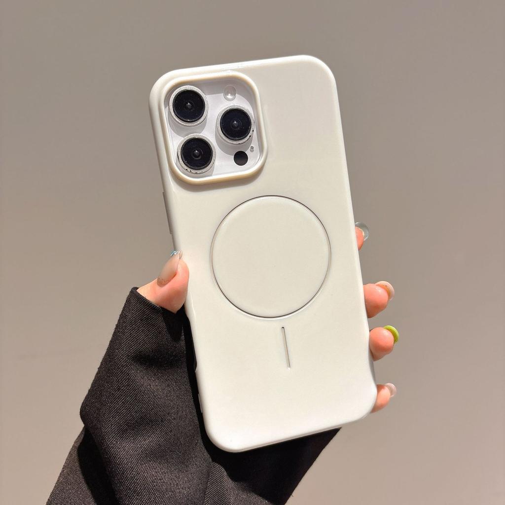 For IPhone16 Mobile Phone Case Imitation Original Fine Circle Magnetic Suction for Apple 15promax All-inclusive Solid Color Protective Case