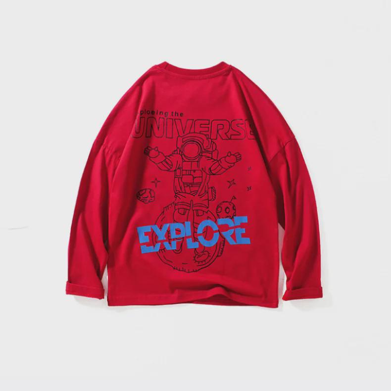 Boys' Korean-Style Autumn 2024 Long Sleeve Printed T-Shirt