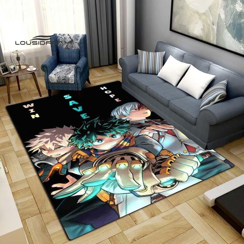 Meu herói academia tapetes moda 3d impressão anime sala de estar quarto grande área tapete macio casa quarto das crianças bonito tapete