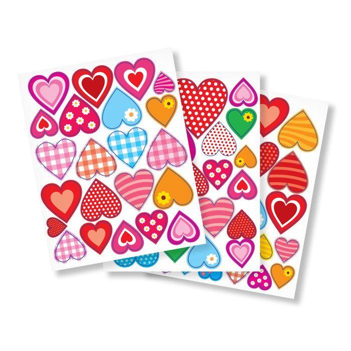 Gommettes coeurs fantaisie de 1,2 à 4 cm 67 pièces