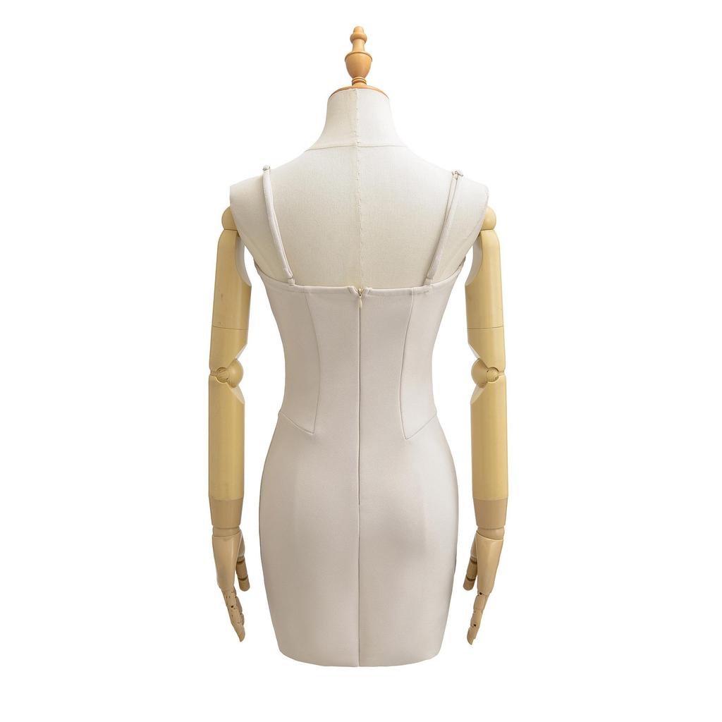 Elegant Thai Strapless Bandeau Dress: Women's Sexy Fishbone Corset Bodycon Gown with Hip-hugging Short Skirt for Spring/Summer
