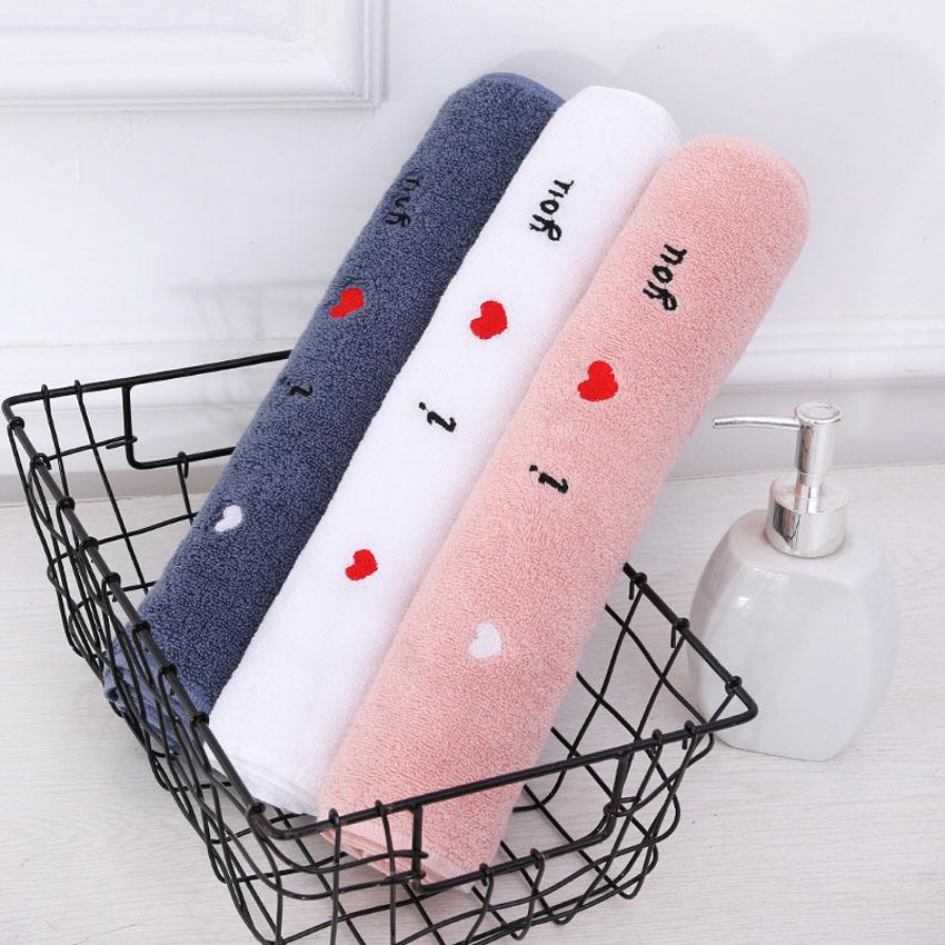 100% Cotton 3 Colors Face Towel Peach Heart Love Letters Embroidery Bathroom Hair Towel Modern for Adults Kids Toalla De Cara