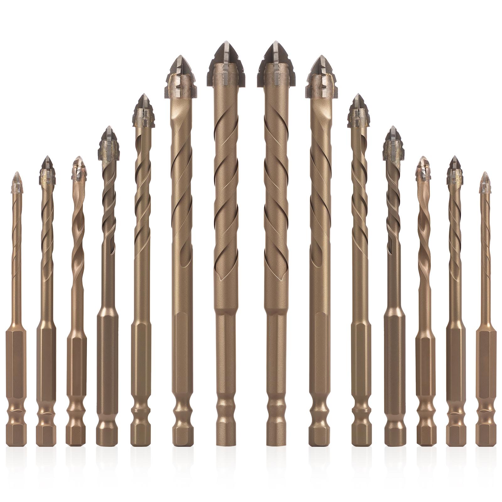 

2 Набора Карбидное Четырехгранное Зубчатое Сверло Эффективное Сверление Набор Сверл по Каменной Кладке с Шестигранным Хвостовиком для Керамической Плитки bronze&Hexagonal коричневый