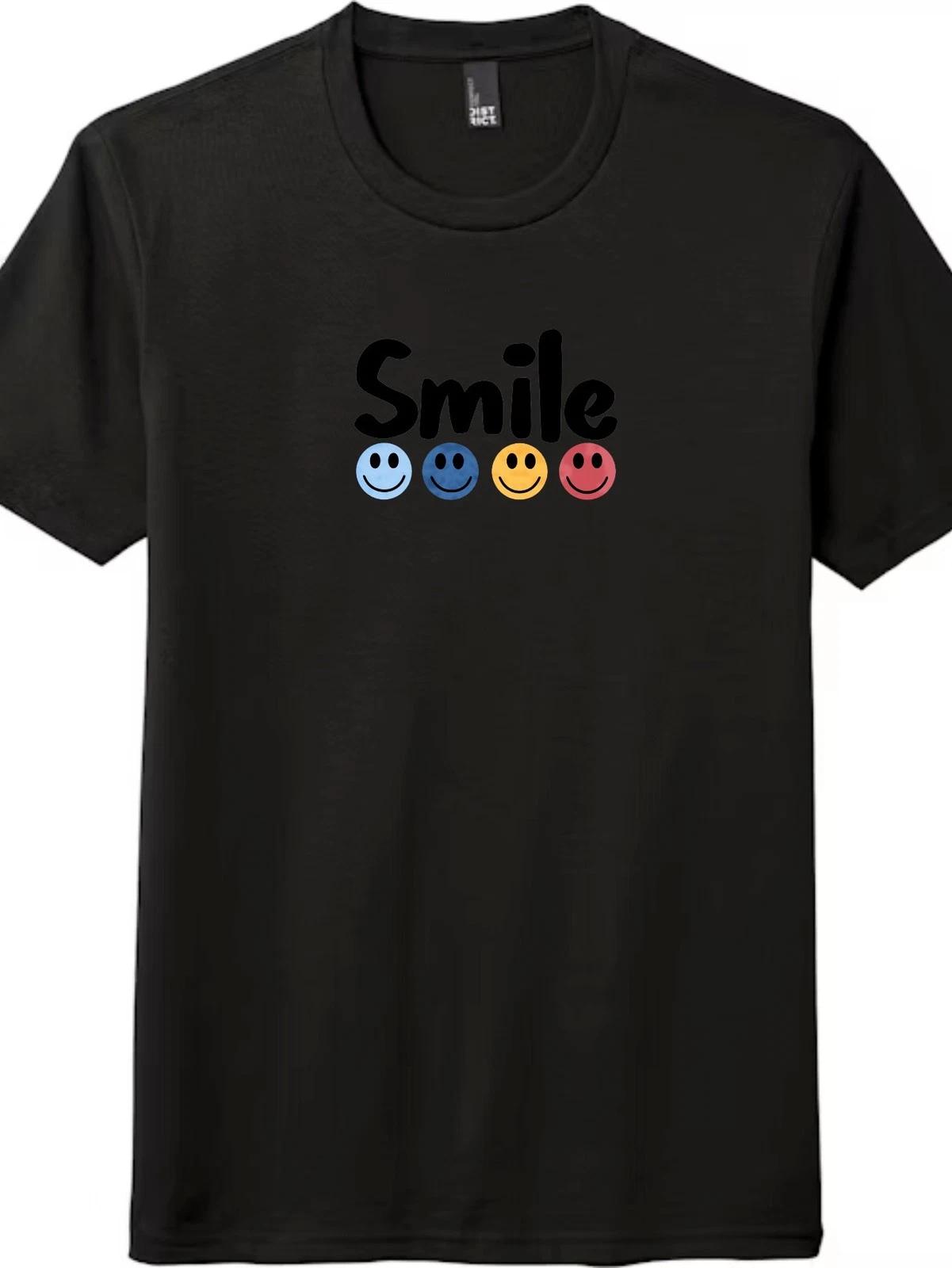 Colorful Smile Faces Graphic T-Shirt|Happy Unisex Tee for Outings & Gatherings XL