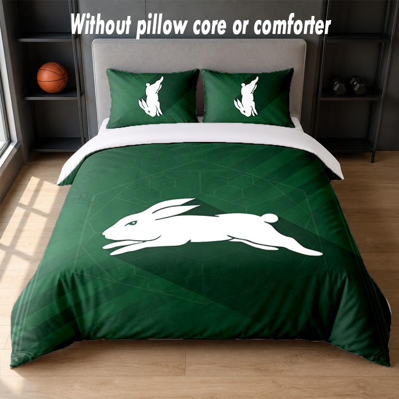 South Sydney Rabbitohs Design Set Biancheria da Letto 1 Copripiumino + 2 Federe Morbido Traspirante Biancheria da Letto per la Casa