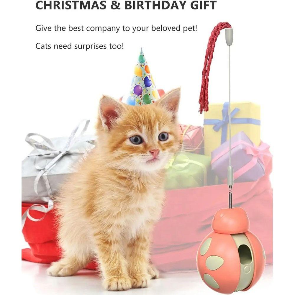 

Teasing Stick Cat Ball Toy Tumbler Slow Feeder Pets Wobble Toy Interactive Puzzle Toy Cat Toy зелений