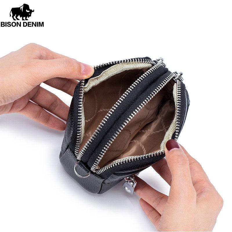 Bison Denim Portofel pentru femei la modă, cu fermoar dublu