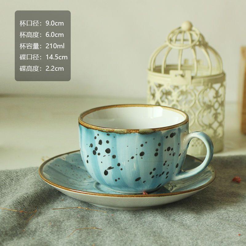 Кофейные чашки, тарелки, керамические кружки, домашний винтажный набор для послеобеденного чая, изысканные скандинавские цветочные чайные чашки, роскошная посуда для питья, кухня, столовая 200ml синий