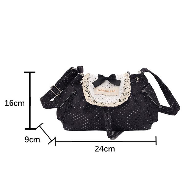 Yogodlns Lace Polka Dot Shoulder Bag Cute Drawstring Flap Crossbody Handbag Sweet Vintage Messenger Purse Daily Casual