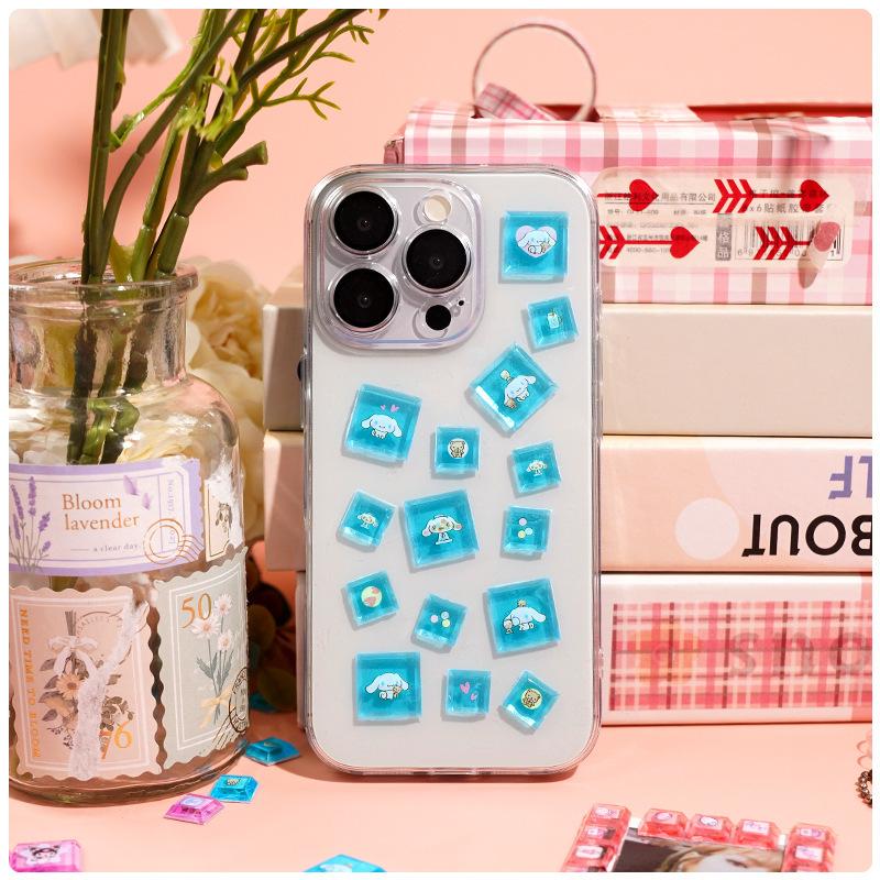 New Hot 3D Sanrio Hello Kitty square sticker, anime style, suitable for DIY mobile phone decoration, rhinestone decal, gift