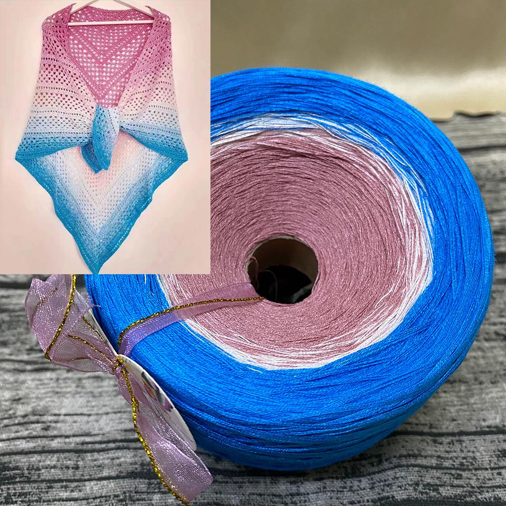 300g Pure Cotton Cake Thread Gradient Long Section Dyed No. 8 Lace Thread for DIY Hand-knitted Shawl Short-sleeved Skirt Blanket
