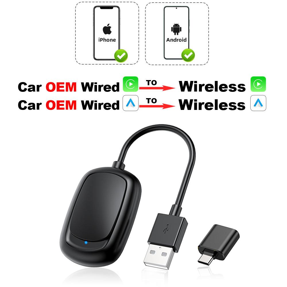 TIMEKNOW Wireless CarPlay Android Auto Adapter Wireless Car play Ai Box USB Dongle For Apple Iphone Android Phone Auto Connect