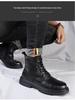 2025 Men's Genuine Leather High Top Martin Boots, Trendy Thick-Soled, Retro British Style, Plus Velvet.